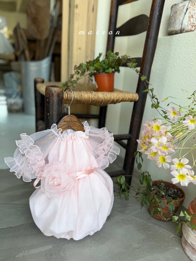 玫瑰綁帶緞紗包屁衣/洋裝5