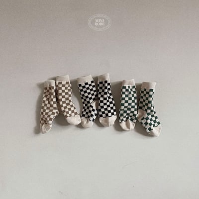 棋盤格紋寶寶襪(3入/組)4