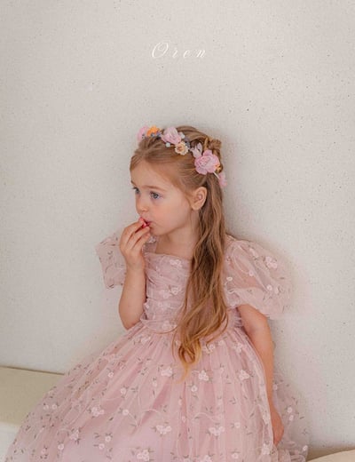 如詩如畫！刺繡玫瑰公主包屁紗裙/洋裝(2color)12