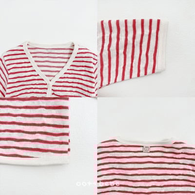 條紋開衫外套+純色上衣set12