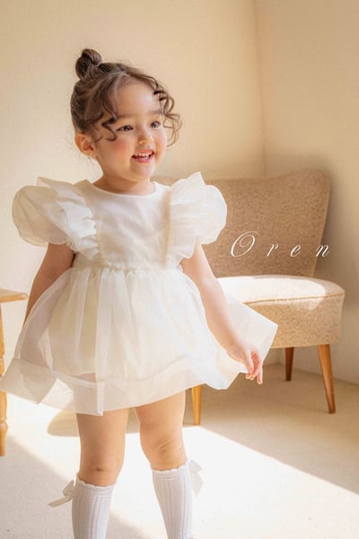 仙氣飄飄公主後綁帶包屁紗裙/洋裝(奶油)6