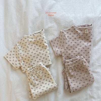 水繪感花朵上衣+6分褲套裝(2color)2