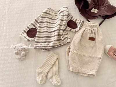 口袋鬆緊繭型褲*現貨奶油18m2