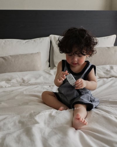 口袋條紋連身衣(2color)3