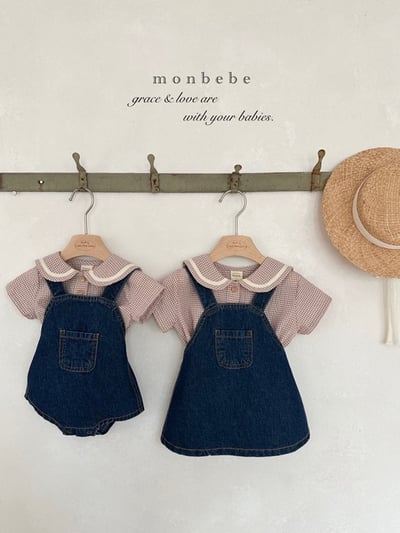 學院領格紋包屁衣/上衣3