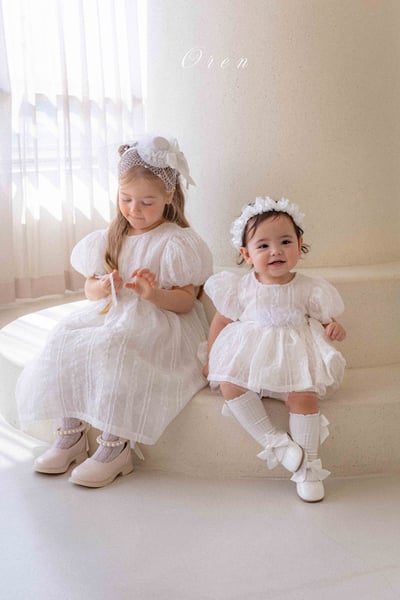 玫瑰綁帶壓紋包屁澎裙/洋裝6