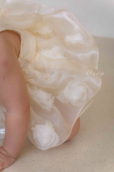 滿版立體玫瑰包屁紗裙/洋裝7