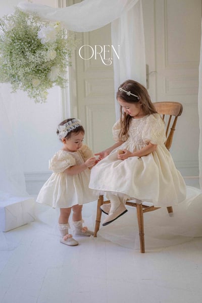 後綁帶花花壓紋包屁裙/洋裝15