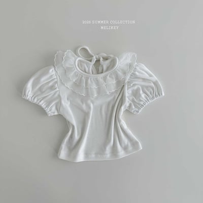 愛心刺繡蕾絲領澎袖上衣(2color)19