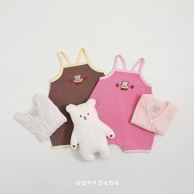 熊熊草莓背心條紋連身衣10