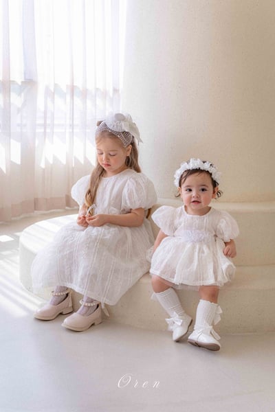 玫瑰綁帶壓紋包屁澎裙/洋裝7