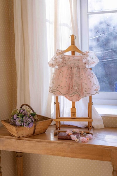 如詩如畫！刺繡玫瑰公主包屁紗裙/洋裝(2color)23