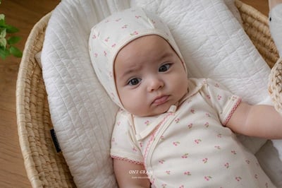 櫻桃側開扣包屁衣*現貨藍6m6