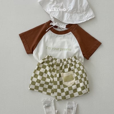 棋盤格紋布標口袋鬆緊褲(3color/baby)13