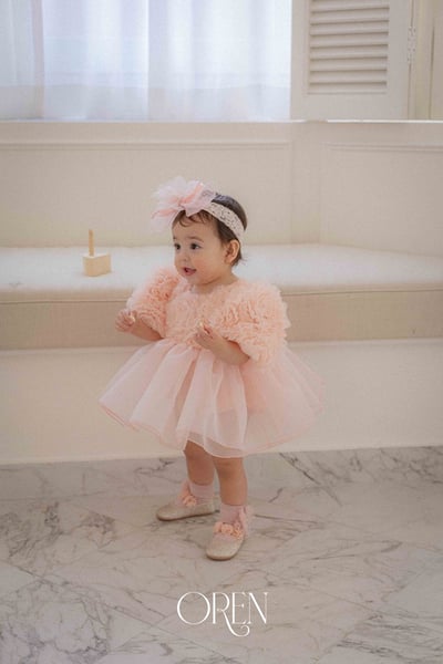 優雅公主繁盛玫瑰後綁帶包屁紗裙/洋裝(粉)5