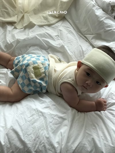 棋盤格紋布標口袋鬆緊褲(3color/baby)11