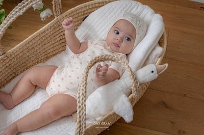 櫻桃側開扣包屁衣*現貨藍6m4