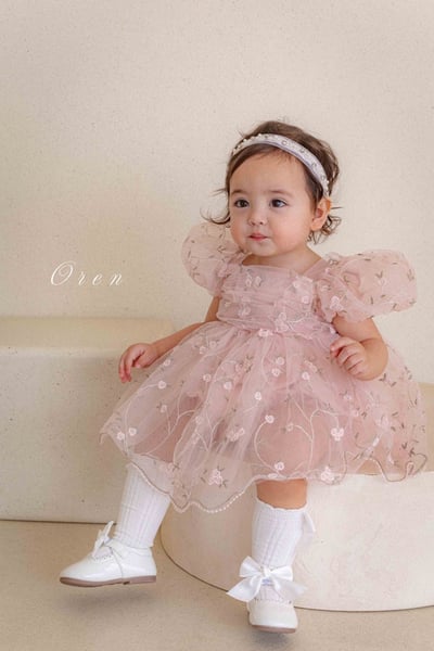 如詩如畫！刺繡玫瑰公主包屁紗裙/洋裝(2color)3