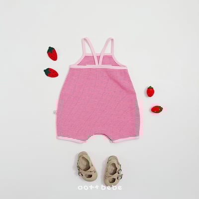 熊熊草莓背心條紋連身衣9