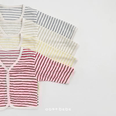 條紋開衫外套+純色上衣set14