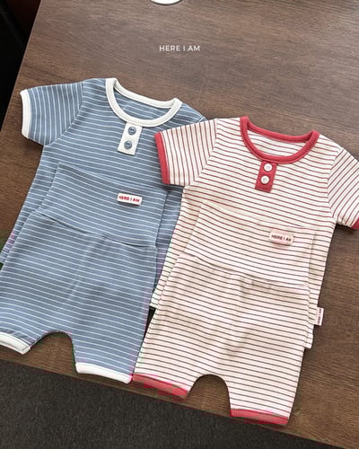 鈕扣條紋居家套裝(baby/kids)6