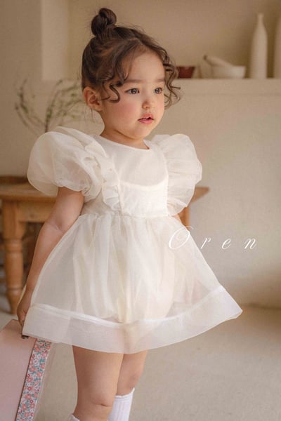 仙氣飄飄公主後綁帶包屁紗裙/洋裝(奶油)7