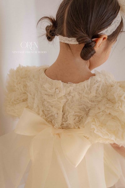 優雅公主繁盛玫瑰後綁帶包屁紗裙/洋裝(奶油)8