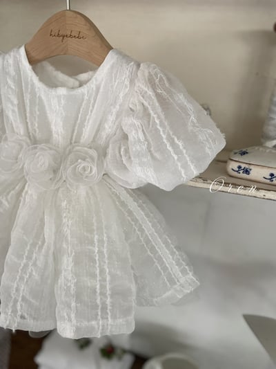 玫瑰綁帶壓紋包屁澎裙/洋裝15