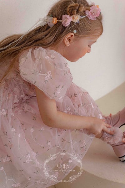 如詩如畫！刺繡玫瑰公主包屁紗裙/洋裝(2color)13