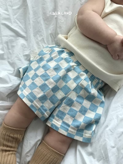 棋盤格紋布標口袋鬆緊褲(3color/baby)12