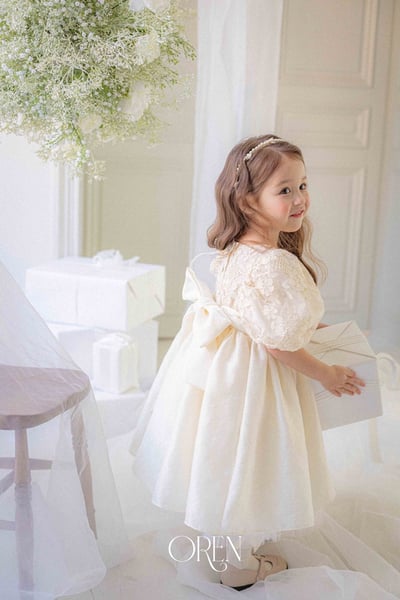 後綁帶花花壓紋包屁裙/洋裝19