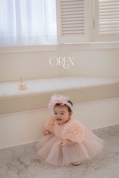 優雅公主繁盛玫瑰後綁帶包屁紗裙/洋裝(粉)6