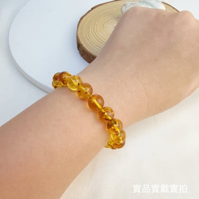 擋煞招財/天然琥珀-《10mm黃金花珀琥珀手鍊》5