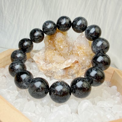 擋煞避邪/防小人-《14mm老礦黑髮晶手鍊》2