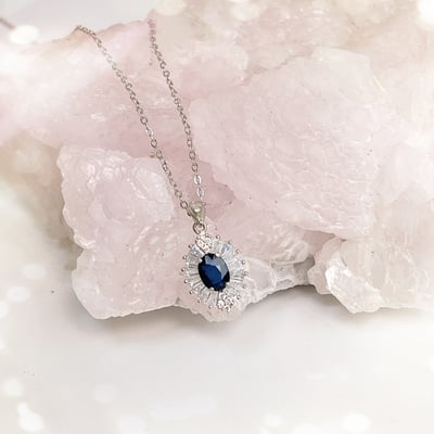 無燒/高貴/藍寶石-《閃鑽藍寶石項鍊》3