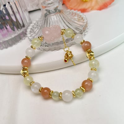 貴人運/招桃花-《粉晶貔貅·葡萄石·白橙月光手鍊》5