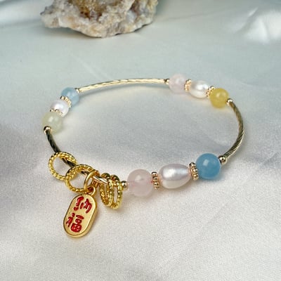 好氣色/好人緣/正能量-《摩根石銅管小珍珠手鍊》3