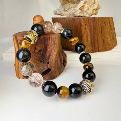 擋煞/招財-《避邪黑曜事業金超七手鍊》3