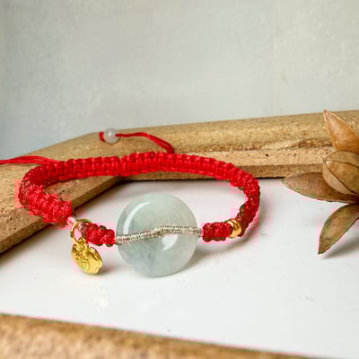 太歲年擋煞/開運-《福氣鎖片平安扣紅繩手鍊》5