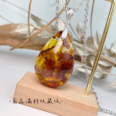 辟邪去災/招財納福-《黃金花珀琥珀項鍊》-24