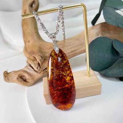 避邪去災/招財納福-《黃金花珀琥珀項鍊》5