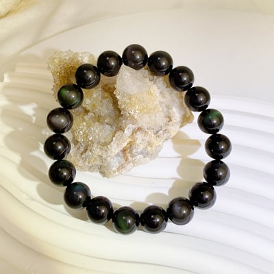 擋煞/避邪/防小人-《10mm墨西哥彩虹黑曜手珠》3
