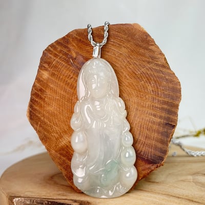 平安吉祥/心靈安定-《綠飄花緬甸玉觀音項鍊》26