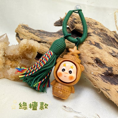 鎮定安神/可愛療癒-《檀木星星人吊飾·鑰匙圈》3