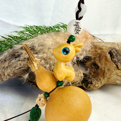 原木小鹿/天然葫蘆-《一路平安·福祿雙全吊飾》2
