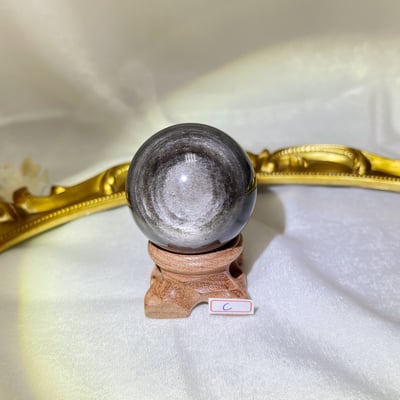 高閃光天然銀曜球擺件4