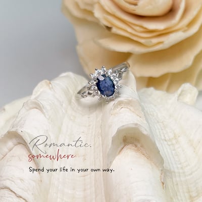 無燒/高貴/藍寶石-《經典鑽花無燒藍寶戒指》3