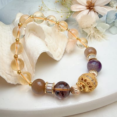 霸氣招財/正能量-《天然黃水晶紫幽月光手鍊》3