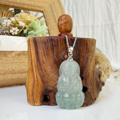 平安/吉祥/靜心-《冰種豆青觀音項鍊》6