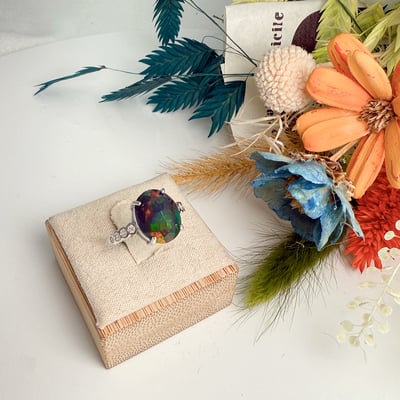 高光遊彩/鑲鑽設計-《黑蛋白歐泊戒指》3